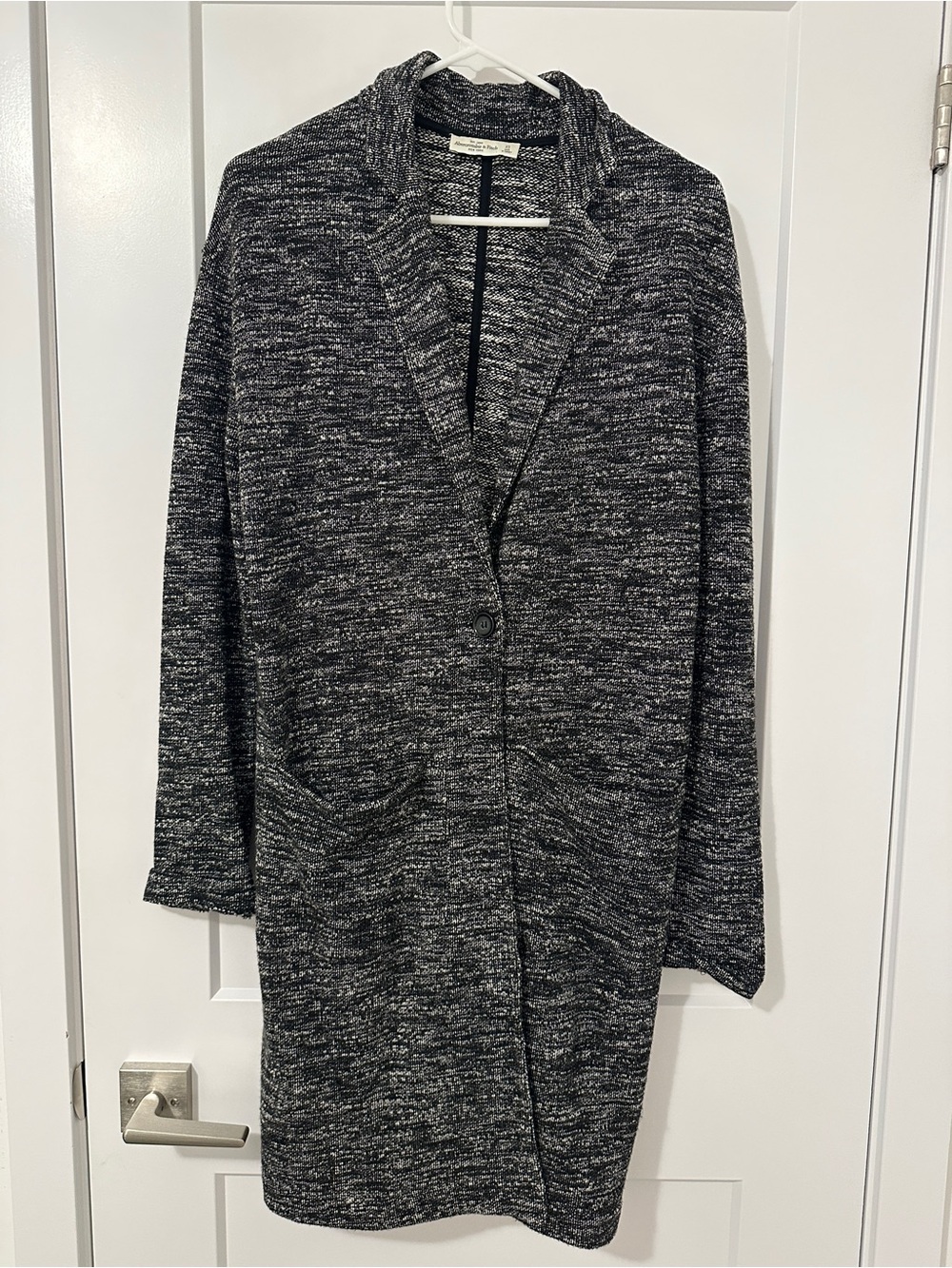 Abercrombie & Fitch Black Heathered Grey Long Oversize Cardigan Size XS Women’s
